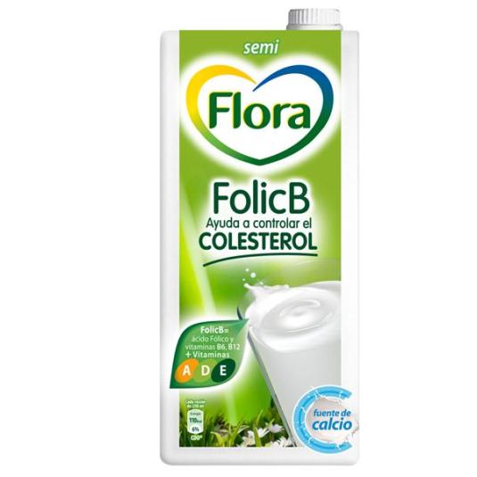 LECHE SEMIDESNATADA FLORA BRICK 1 L.