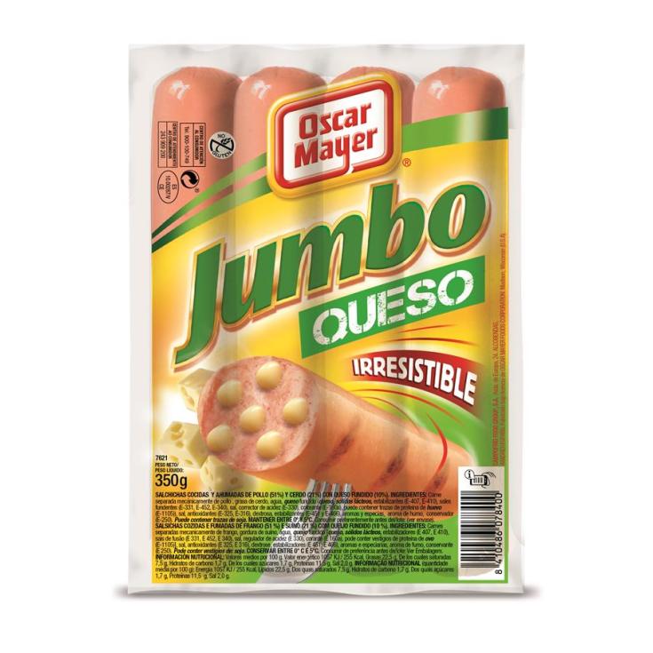 SALCHICHA JUMBO QUESO OM.350GR