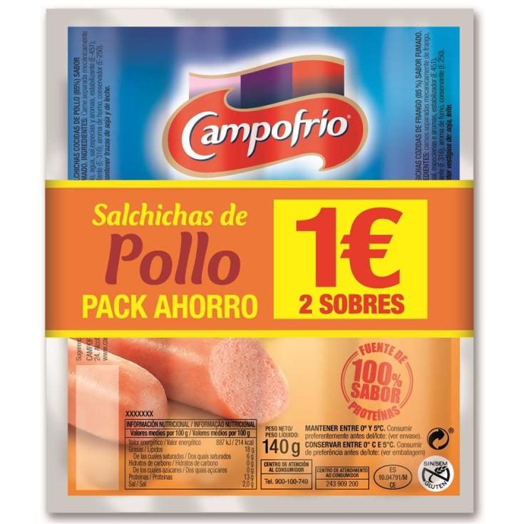 SALCHICHAS POLLO CF 140X2