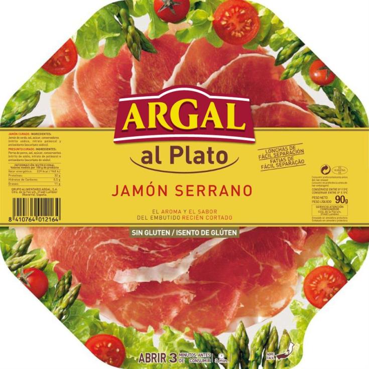 PLA.JAMON CURA.LONC.ARGAL 90GR