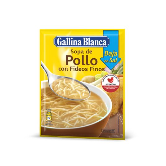 SOPA DE POLLO C/FIDEOS BAJA EN SAL G B 8