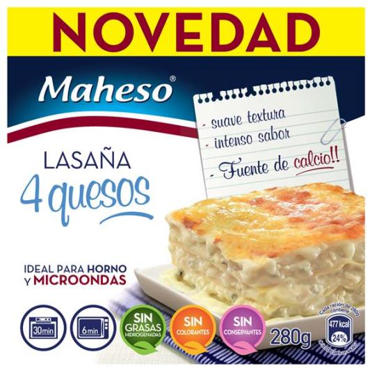 LASAGNA 4 QUESOS MAHESO 280GR